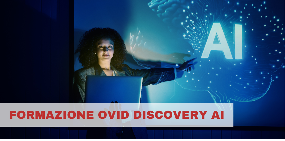 Professionista sanitario mostra Ovid Discovery AI